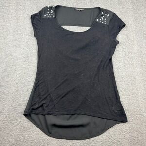 Heartsoul Black‎ Women's M Medium Open Back Embellished Drape Back Top